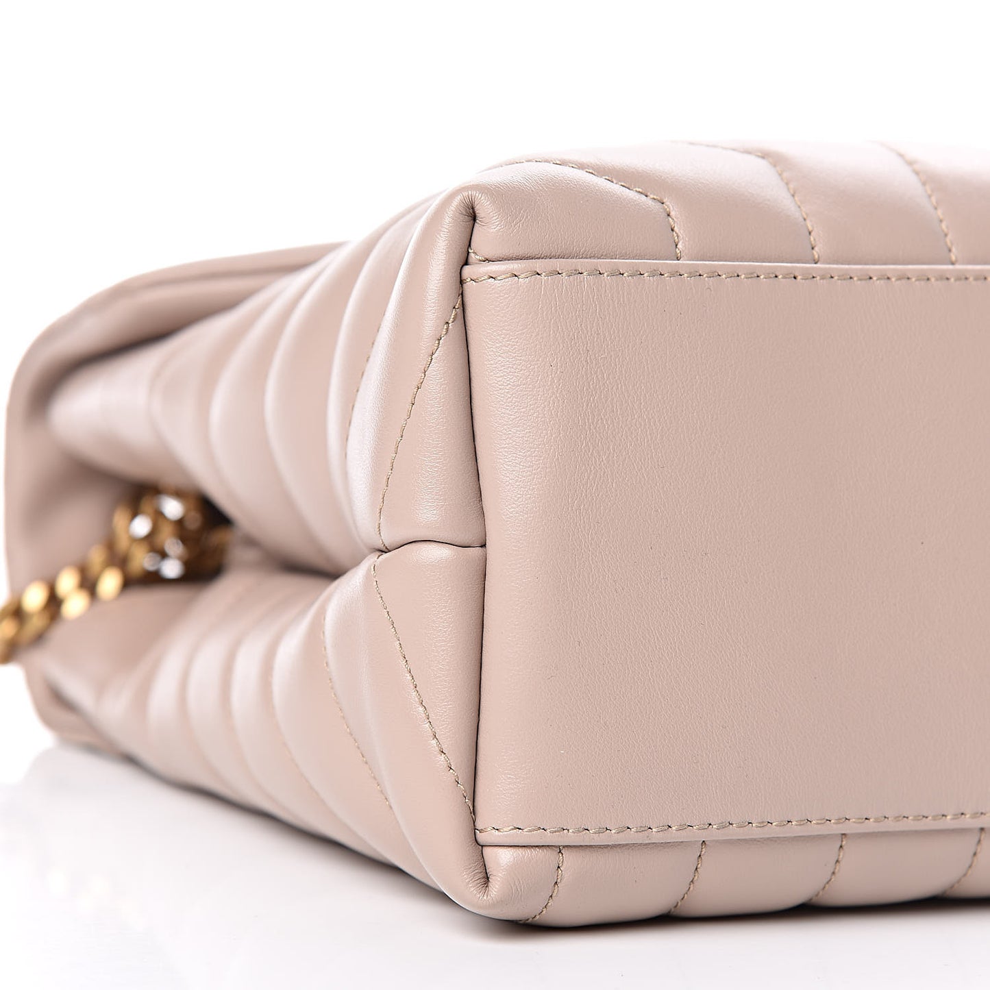 Calfskin Y Quilted Monogram Medium Loulou Chain Satchel Light Natural