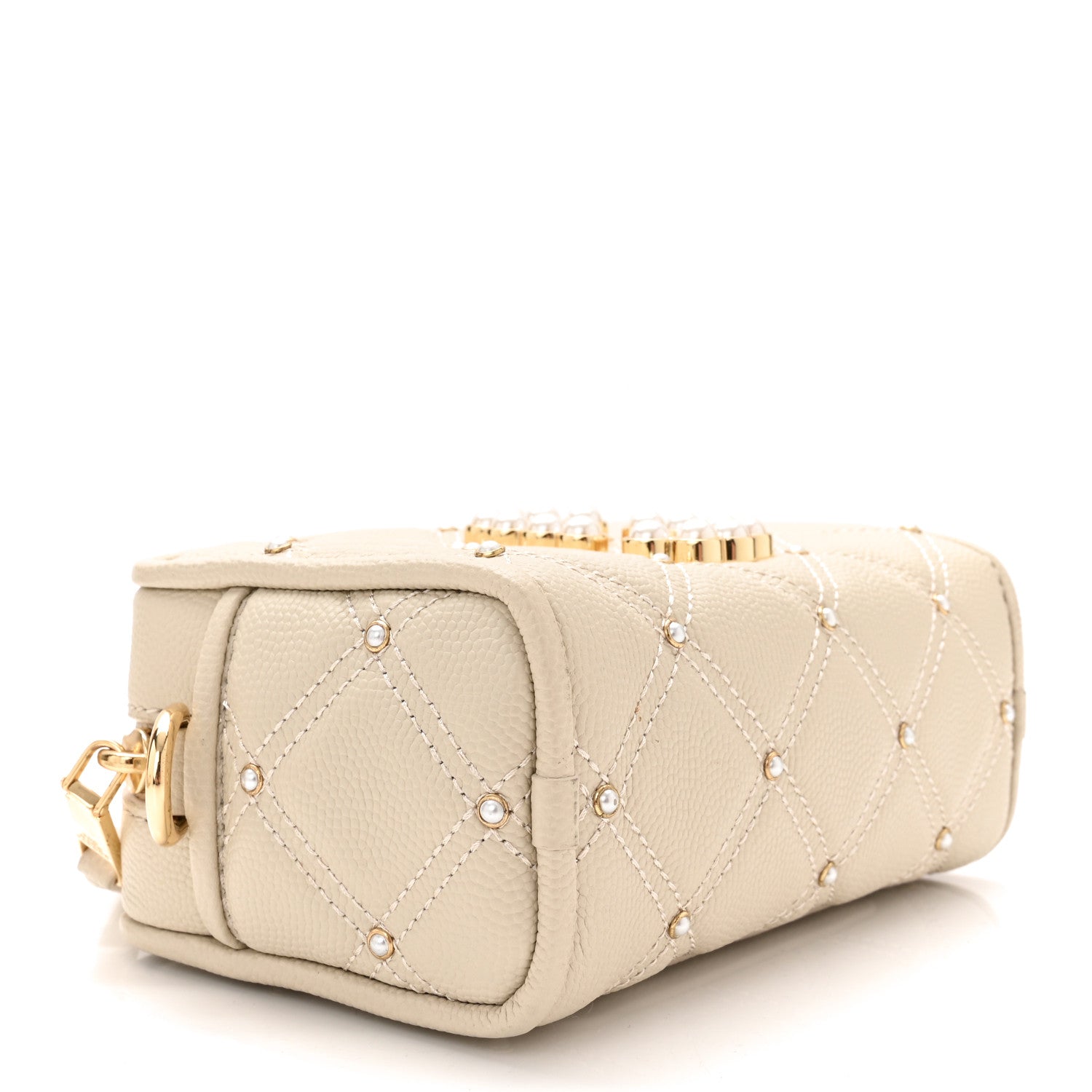 Marc Jacobs Calfskin Quilted Pearl The Softshot 17 Crossbody Oatmilk 4 of 10