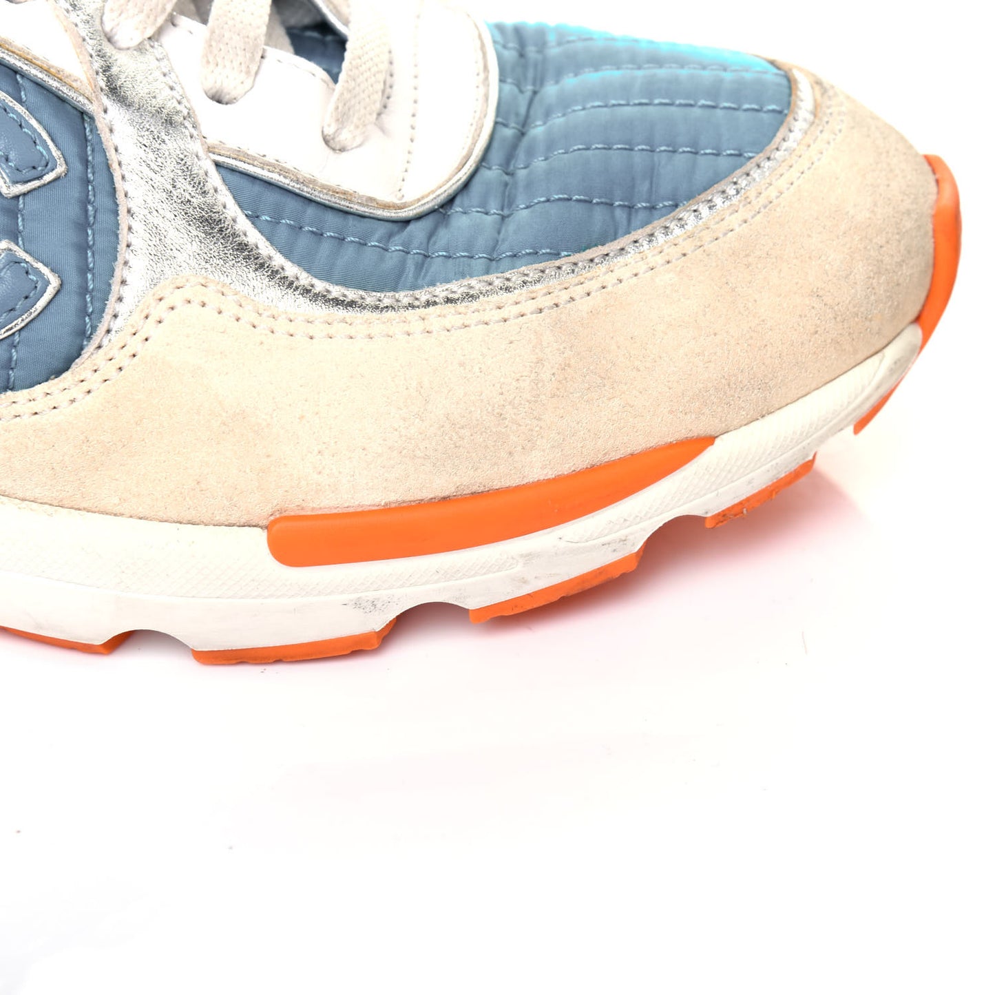 Suede Calfskin Fabric CC Sneakers 36.5 Blue White Orange