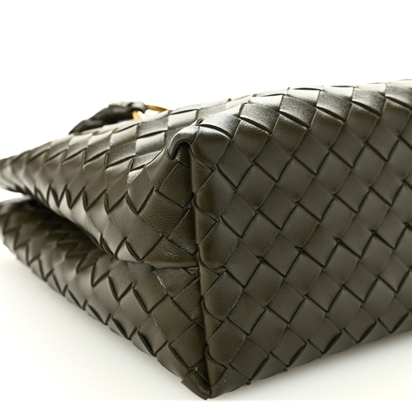 Nappa Intrecciato Medium Andiamo Shoulder Bag Kaki