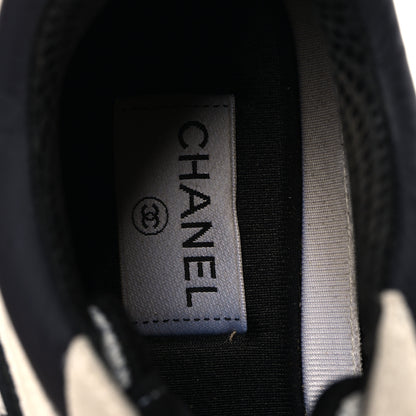 Chanel Mesh Suede Calfskin Grained Calfskin Womens CC Sneakers 41 White Black 10 of 11
