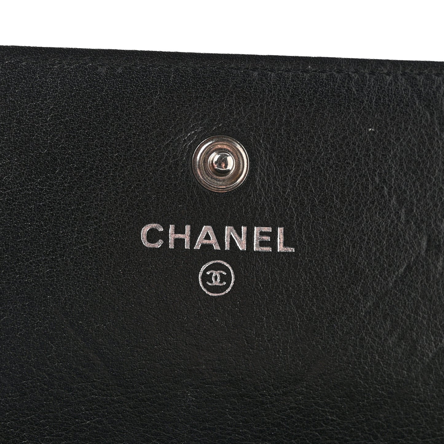 Calfskin Diamond Stitched Flap Wallet Black