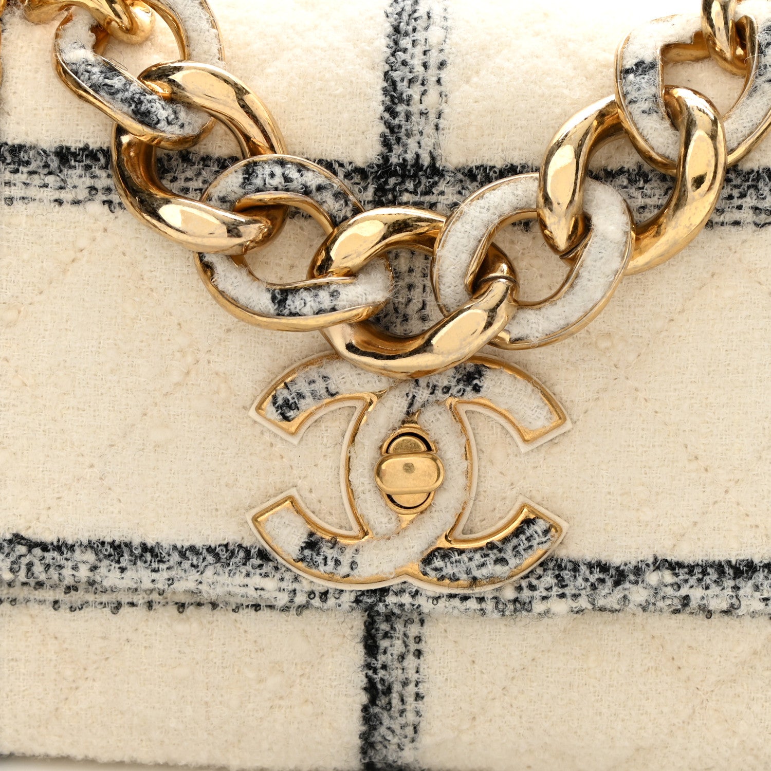 Chanel Wool Tweed Quilted Small Elegant Chain Flap White 7 of 9