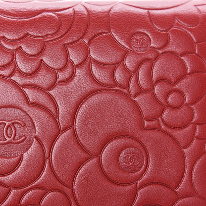 Chanel Lambskin Camellia Embossed Wallet On Chain WOC Red 11 of 13