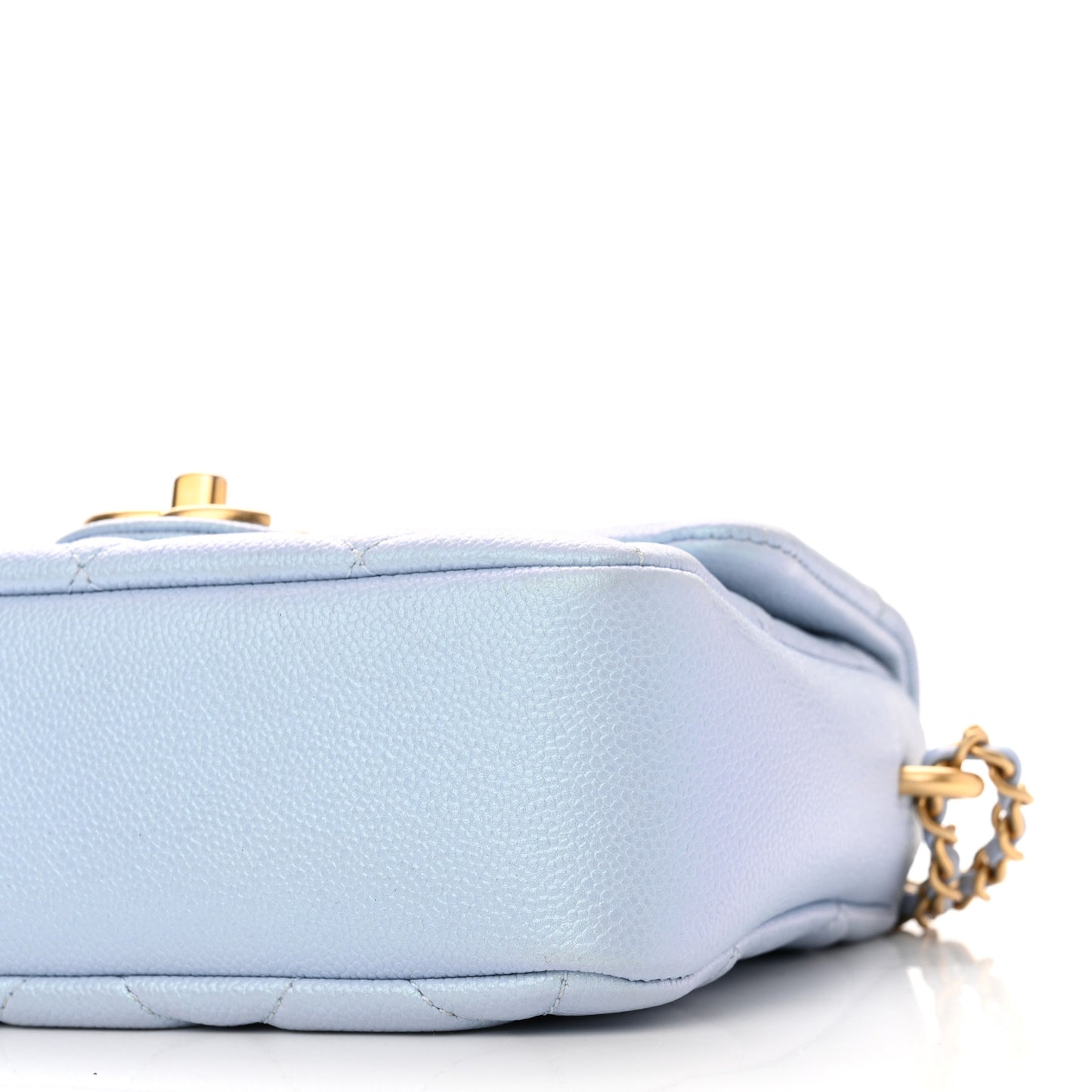 Iridescent Caviar Quilted Mini My Perfect Flap Light Blue