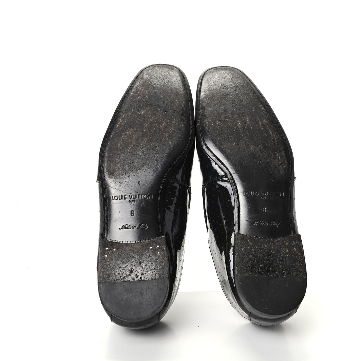 Patent Calfskin Perforated Mens Loafers 8 Navy