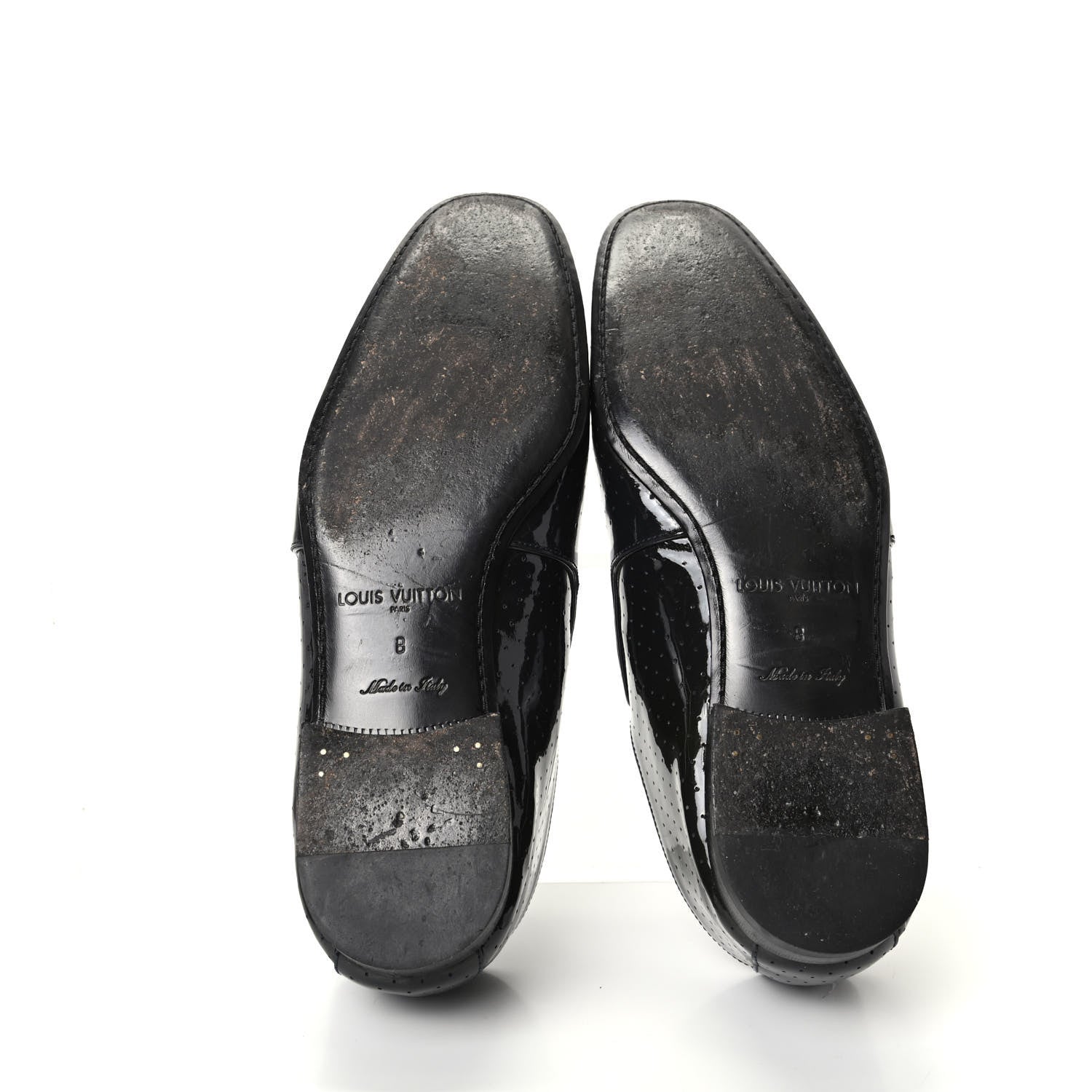 Louis Vuitton Patent Calfskin Perforated Mens Loafers 8 Navy 5 of 11