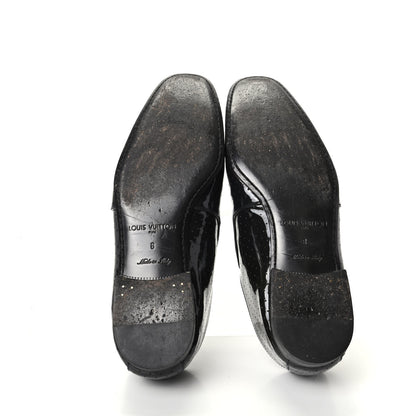 Louis Vuitton Patent Calfskin Perforated Mens Loafers 8 Navy 5 of 11