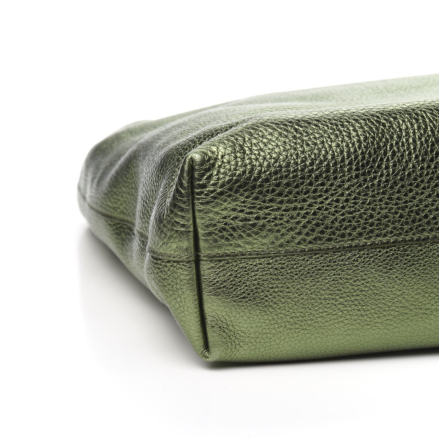 Metallic Vitello Daino Shopping Tote Green