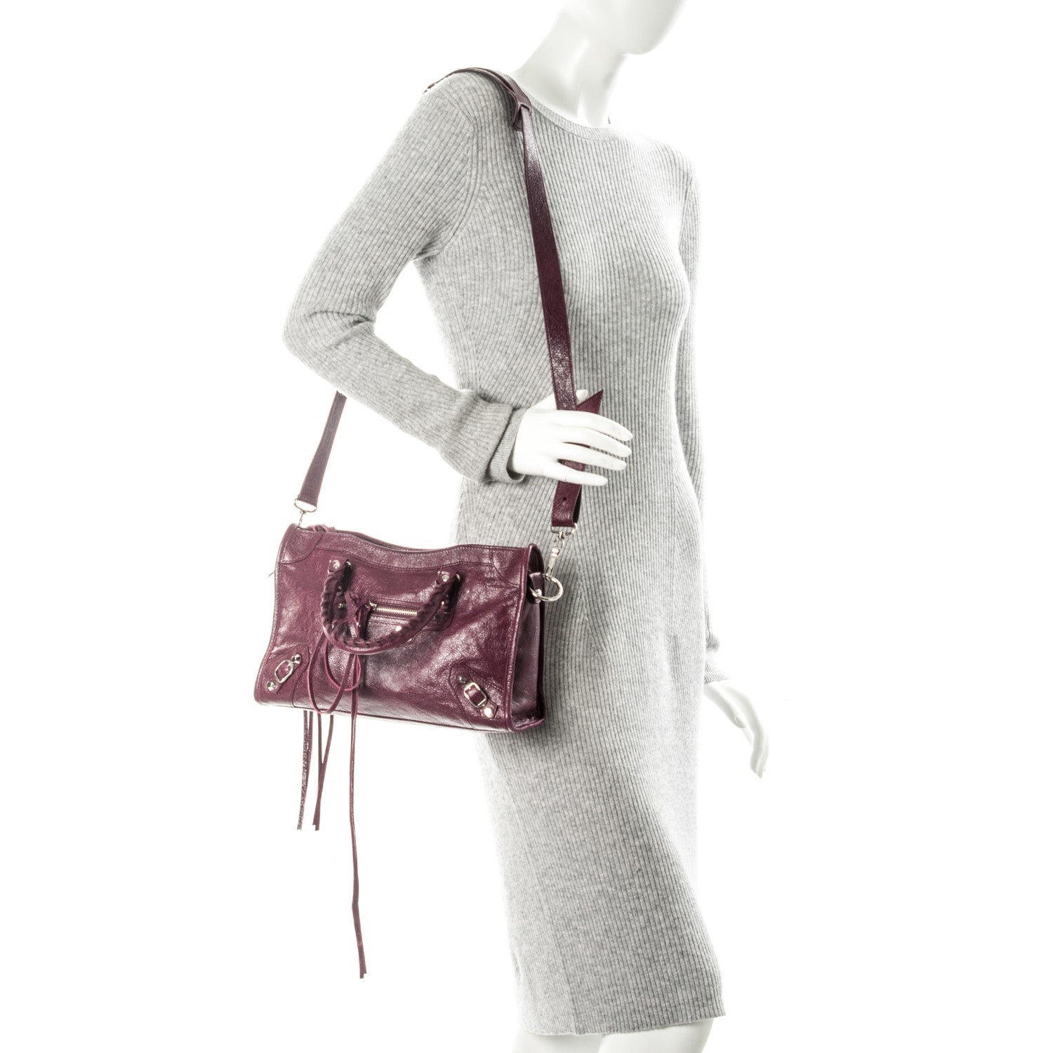 Balenciaga Agneau Classic Silver Hardware S City Violet Prune 2 of 8