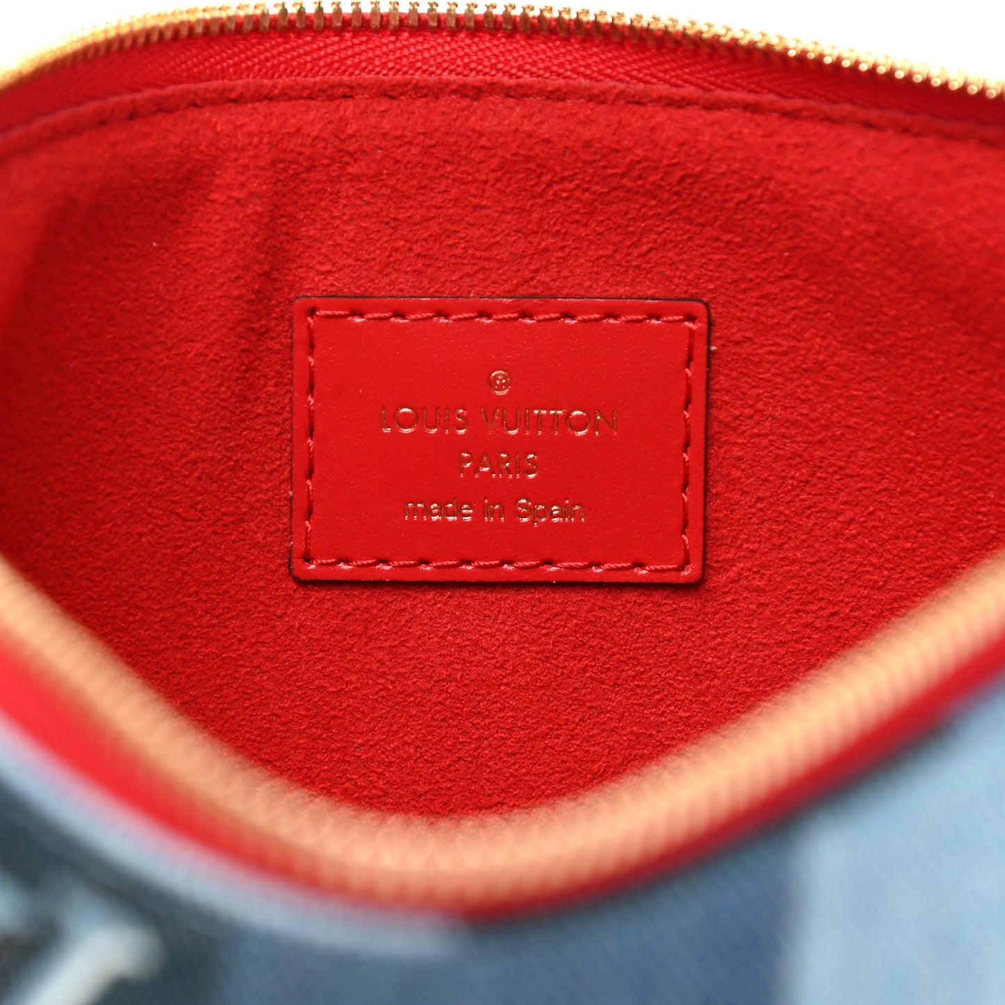 Denim Monogram Patchwork City Pouch Blue Rouge
