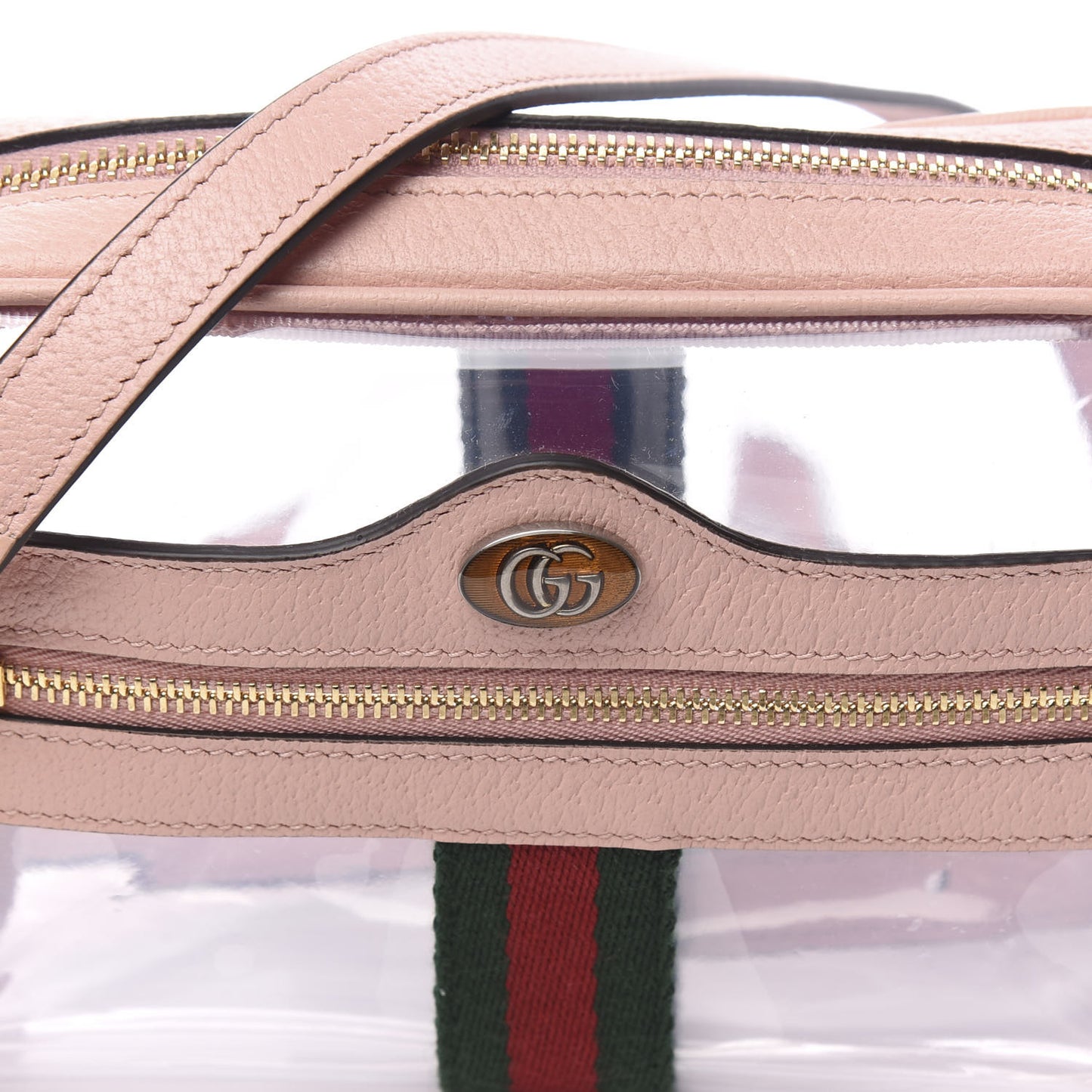 Vinyl Web Mini Ophidia Transparent Shoulder Bag Perfect Pink