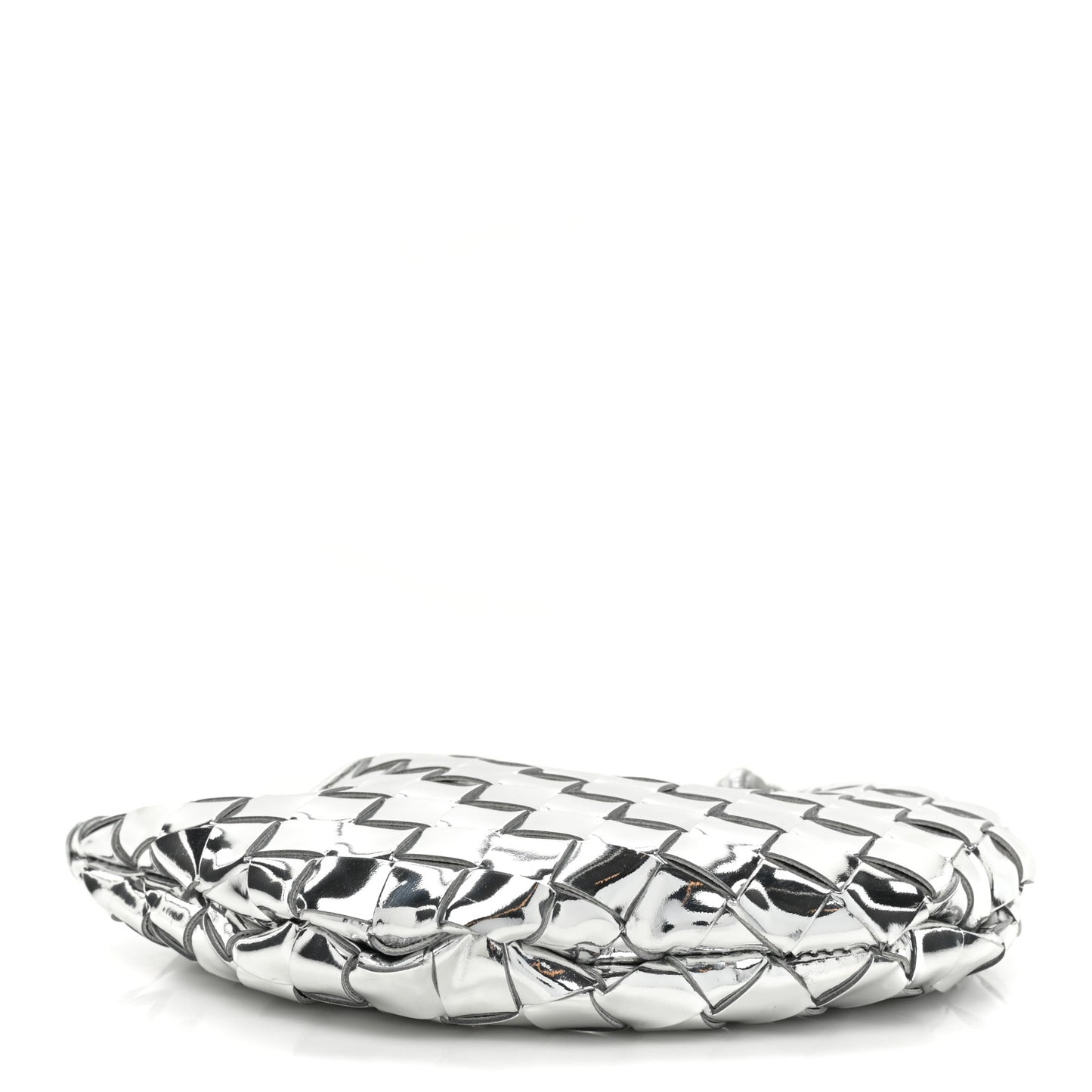 Mirror Laminated Nappa Intrecciato Mini Sardine Bag Silver