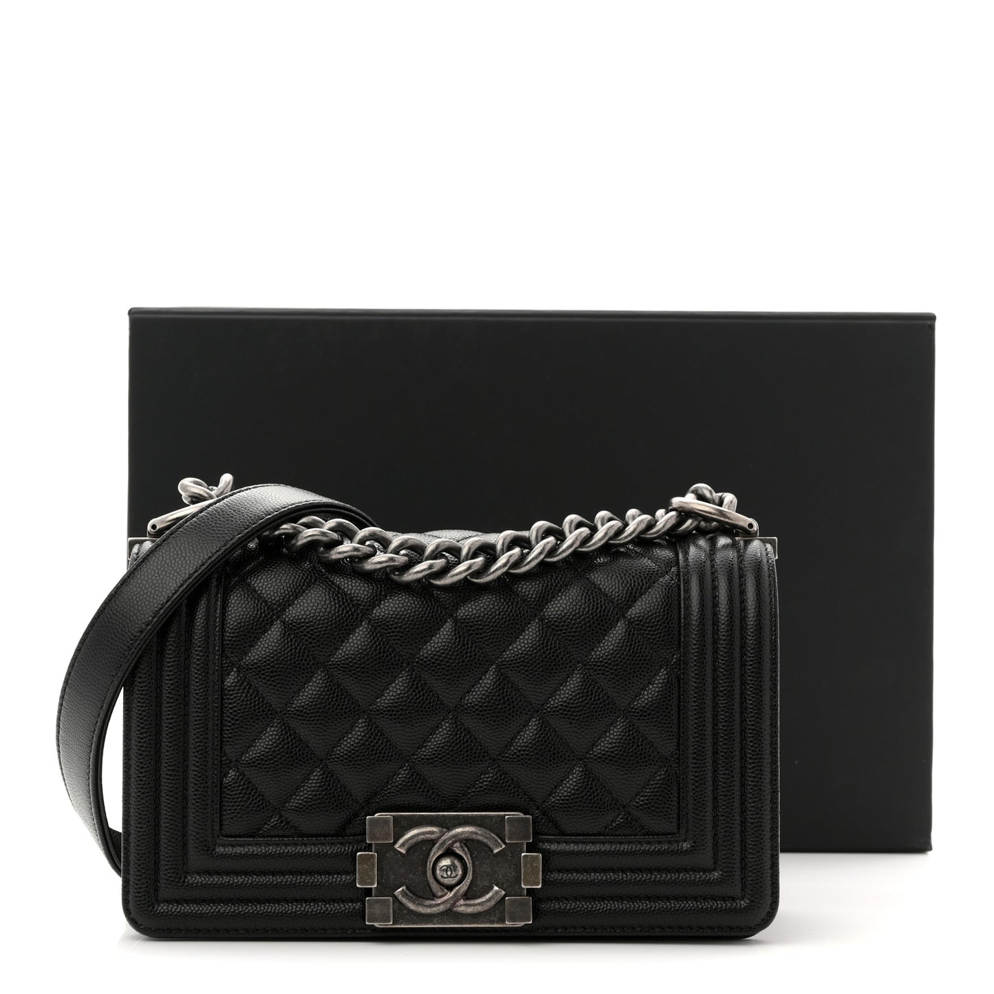 Caviar Quilted Small Boy Flap Black