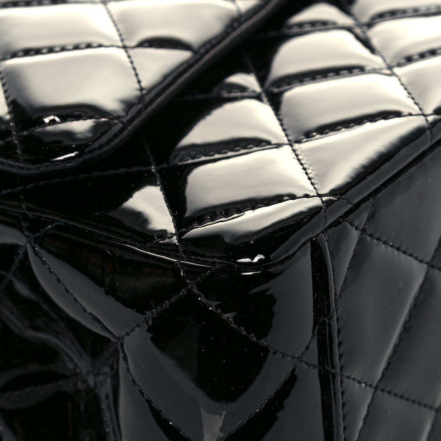 Patent Quilted Maxi Double Flap Black