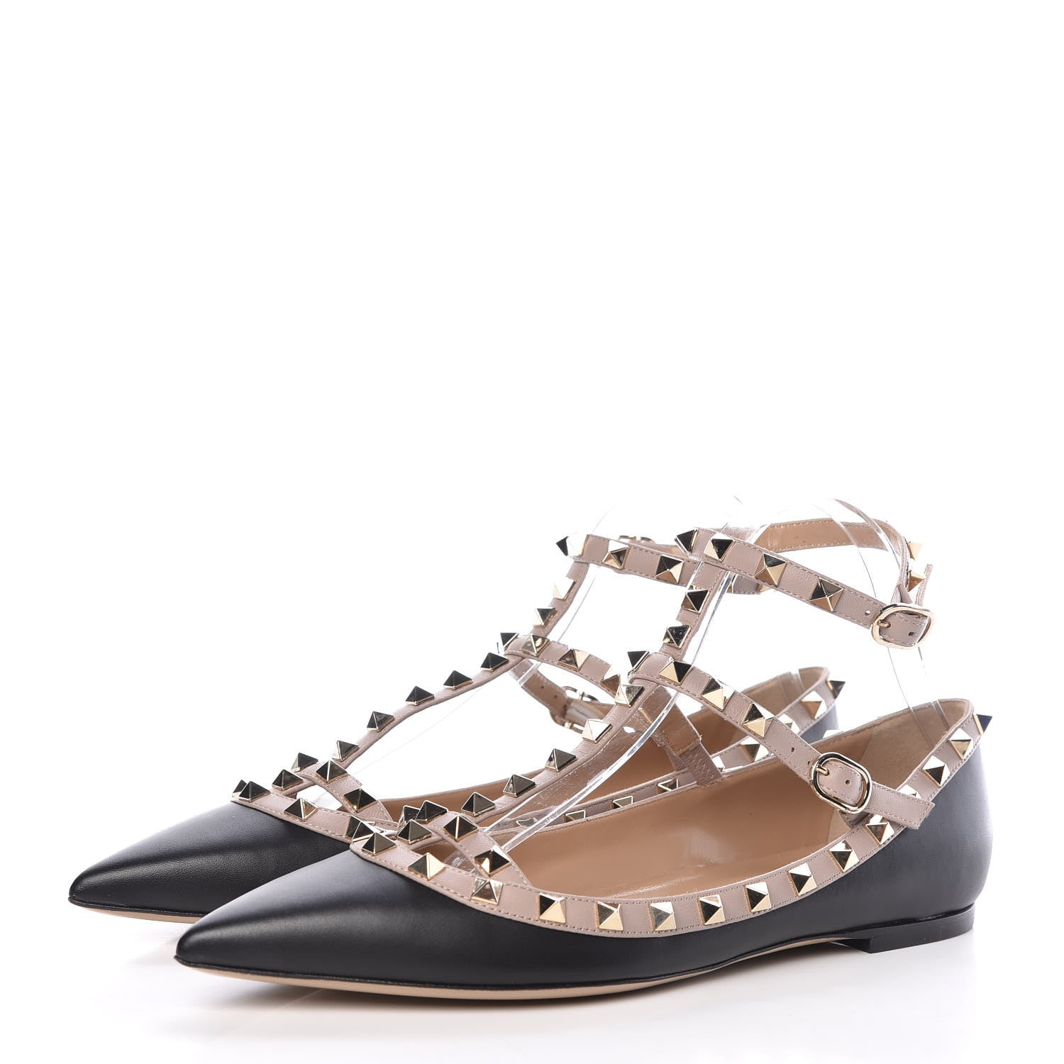 Valentino Garavani Nappa Rockstud Cage Ballerina Flats 39 Black Poudre 3 of 8
