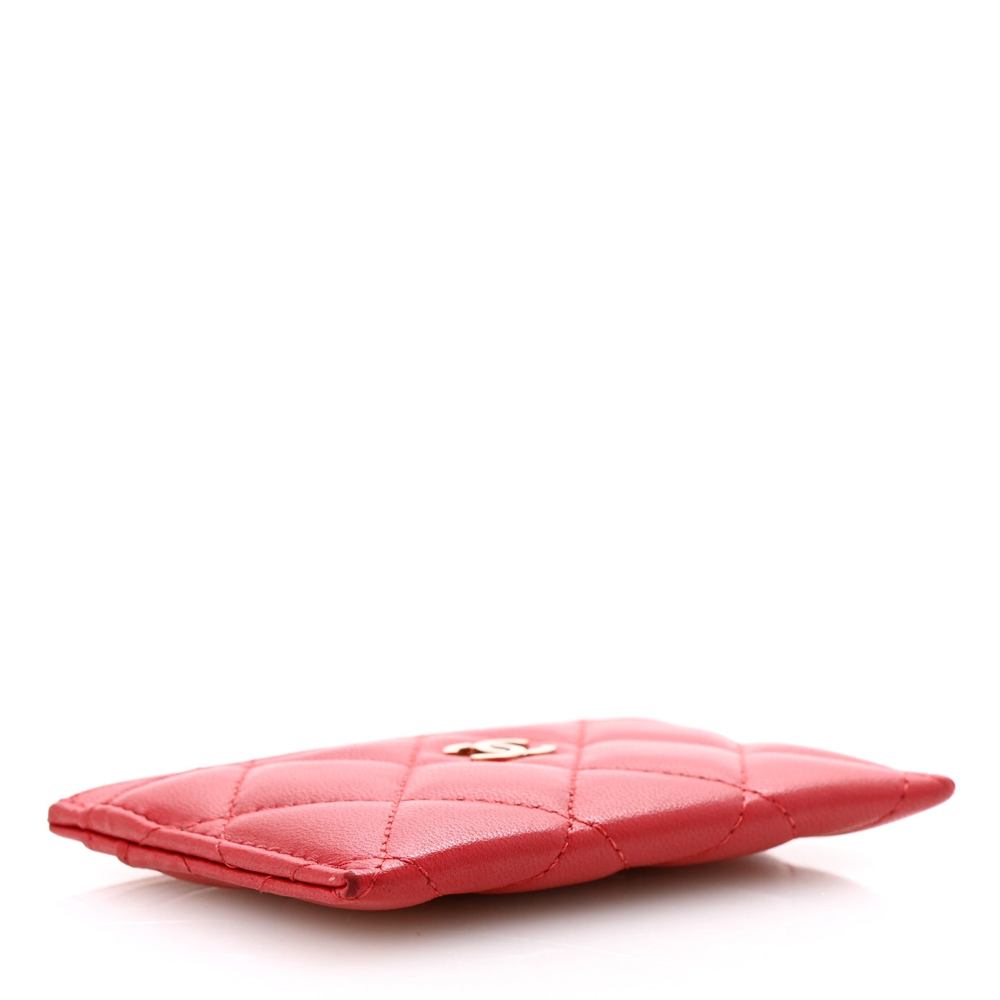 Lambskin Quilted Card Holder Red