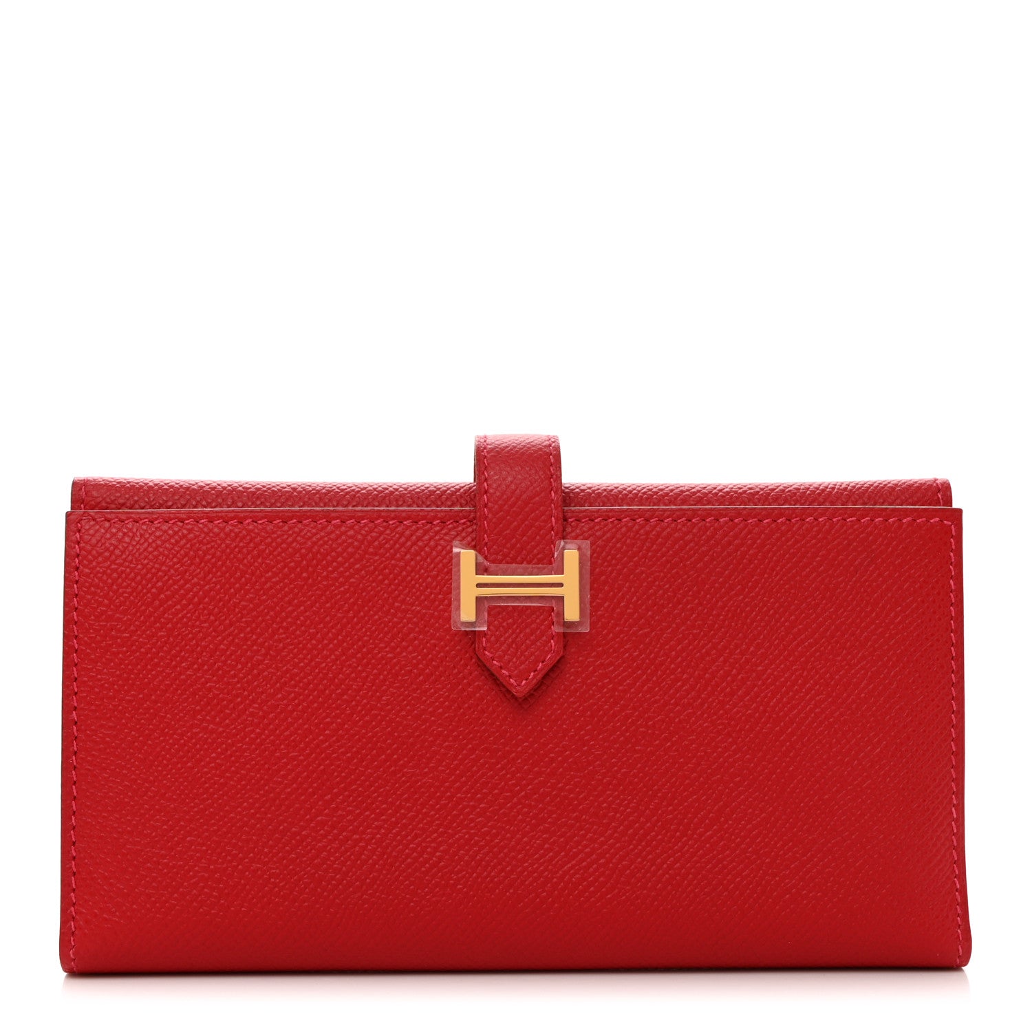 Hermes Epsom Bearn Gusset Wallet Rouge Casaque 1 of 8