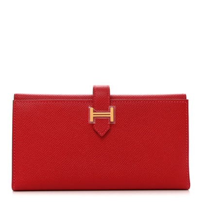 Hermes Epsom Bearn Gusset Wallet Rouge Casaque 1 of 8