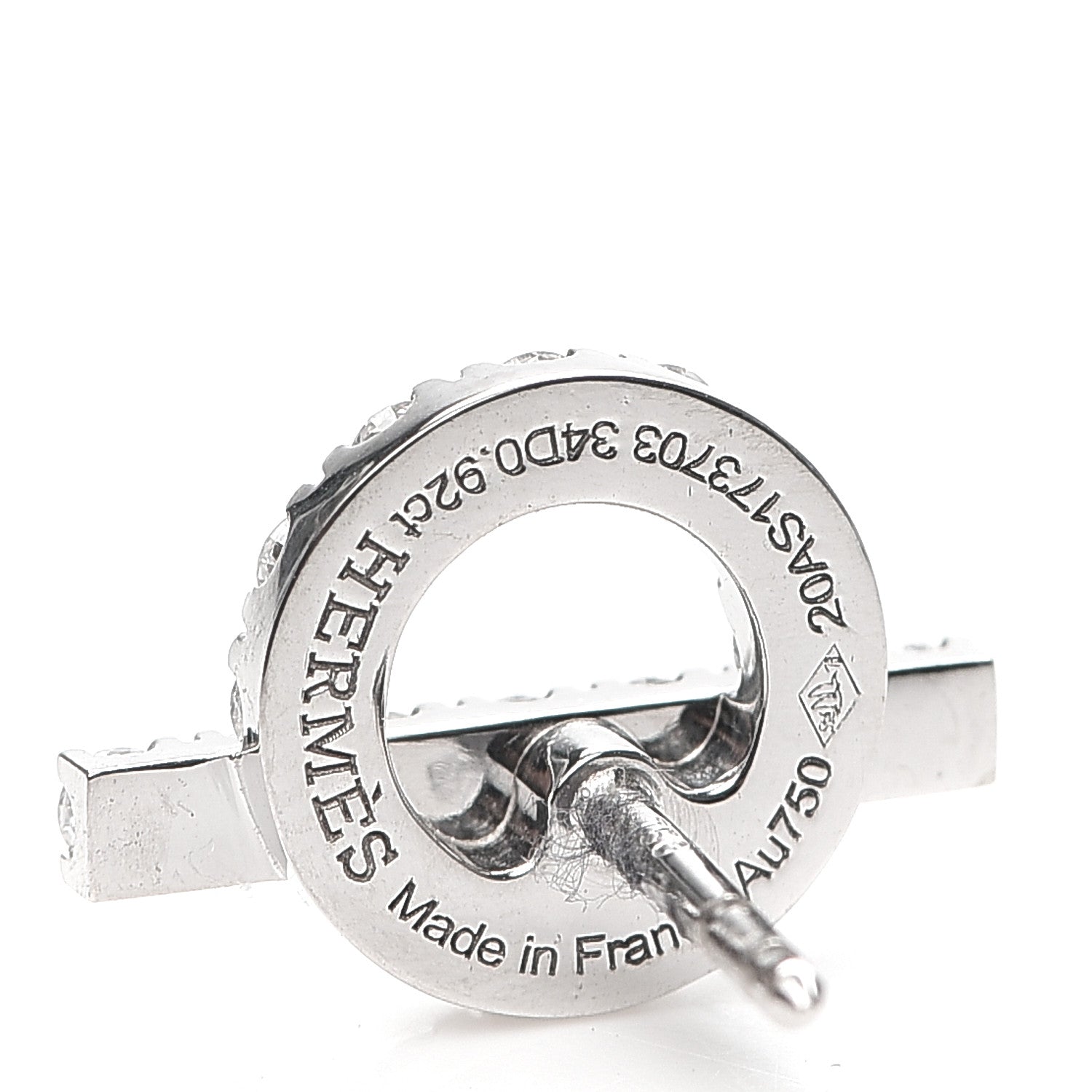 Hermes 18K White Gold Diamond Finesse Earrings 4 of 5