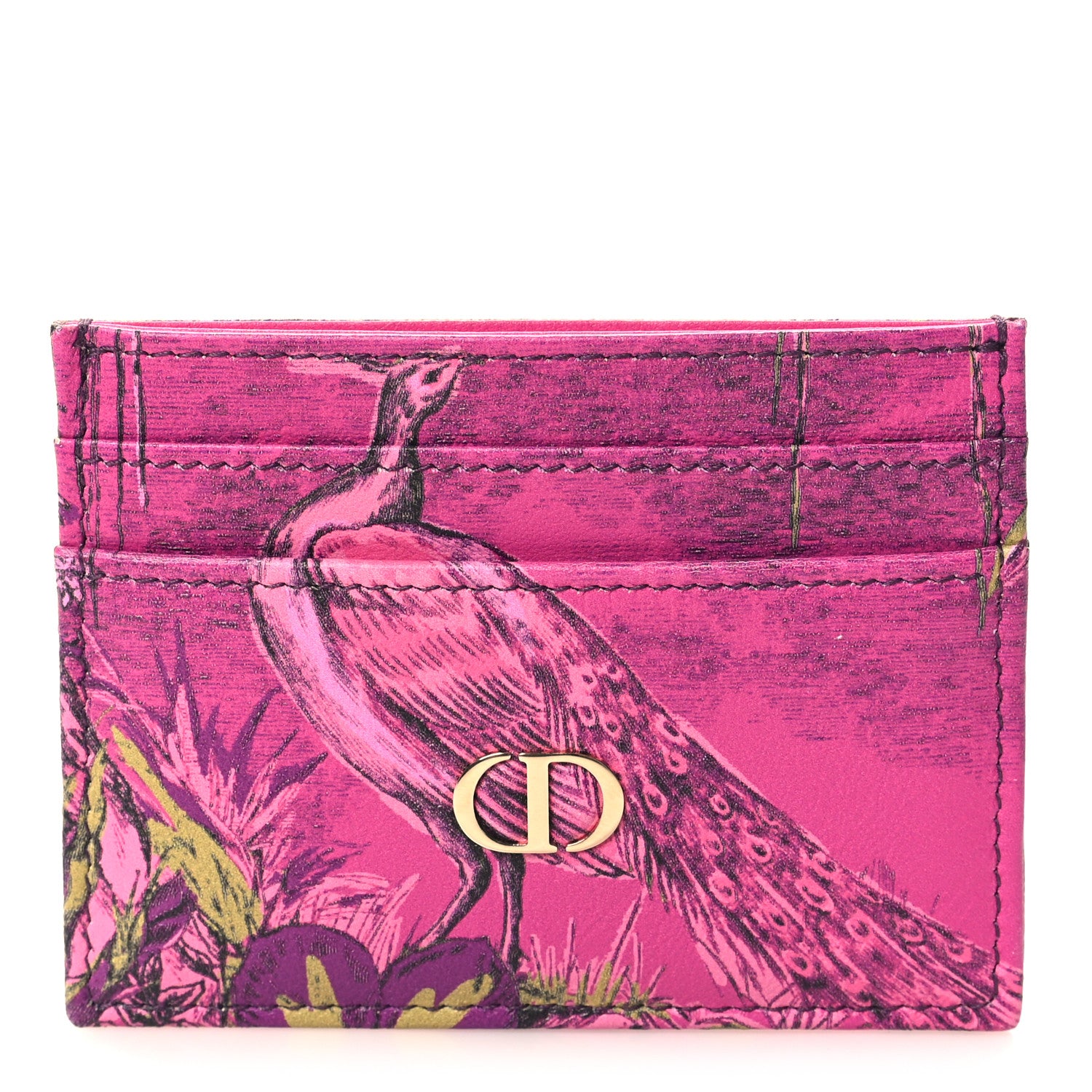 Christian Dior Calfskin Caro Printed Toile De Jouy Lady Dior Card Holder Pink 1 of 7