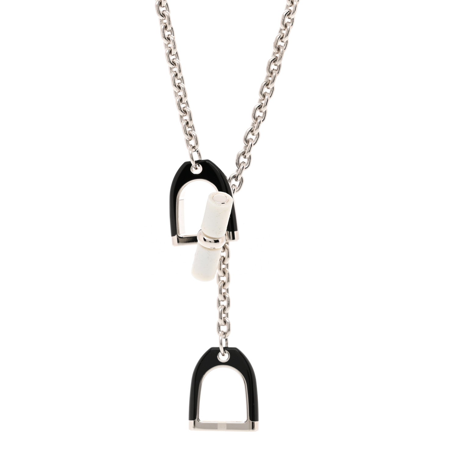 Hermes Palladium Lacquered Etrier Necklace Black 4 of 7