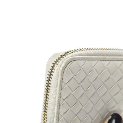 Bottega Veneta Nappa Intrecciato Zip Around Coin Purse Cream 9 of 13