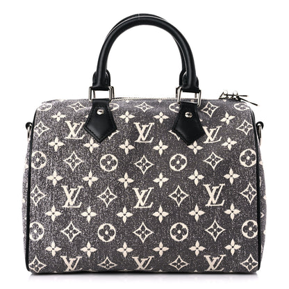 Louis Vuitton Denim Monogram Jacquard Speedy Bandouliere 25 Black 1 of 9