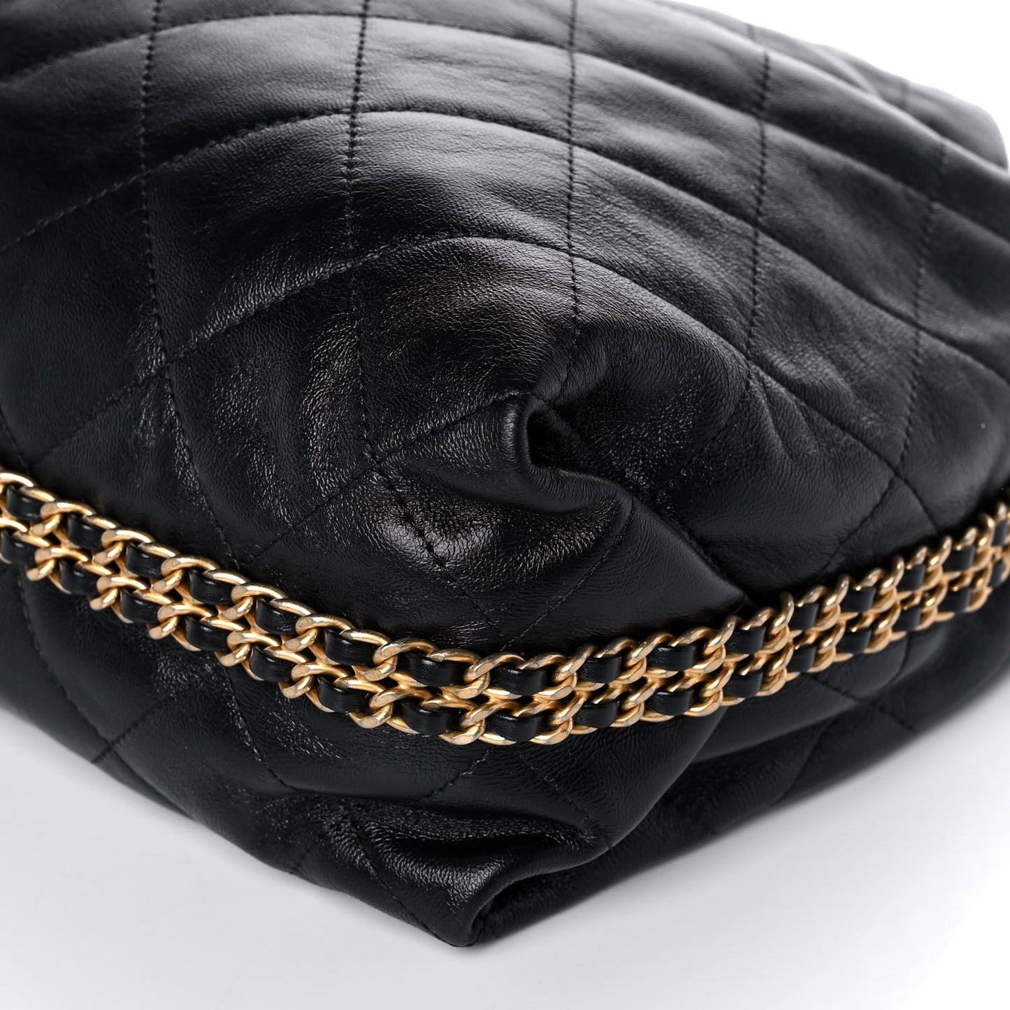Calfskin Quilted Coco Shelter Bowling Bag Black