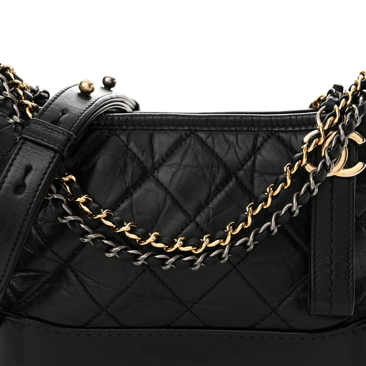 Chanel Aged Calfskin Quilted Small Gabrielle Hobo Black 8 of 11