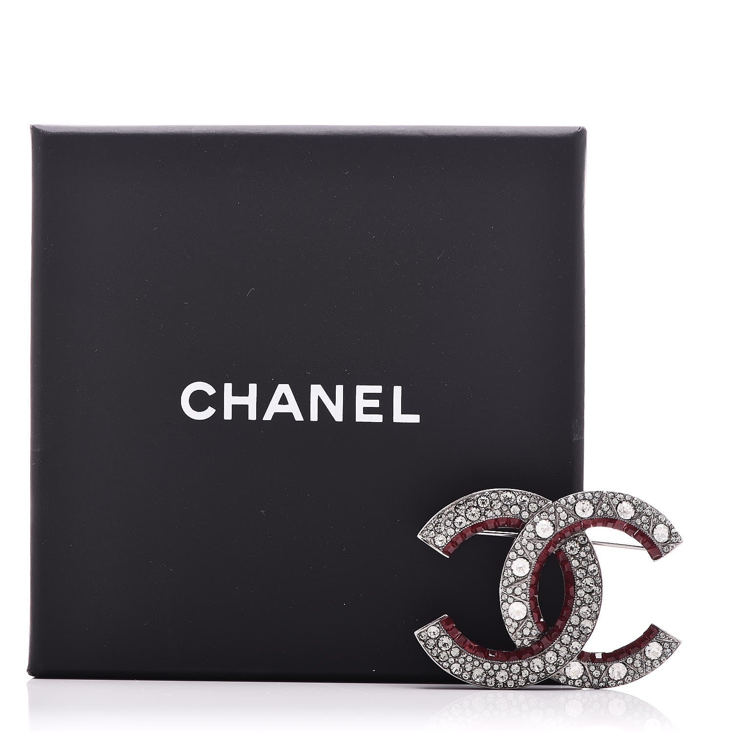 Chanel Ruthenium Crystal CC Brooch Red 6 of 6
