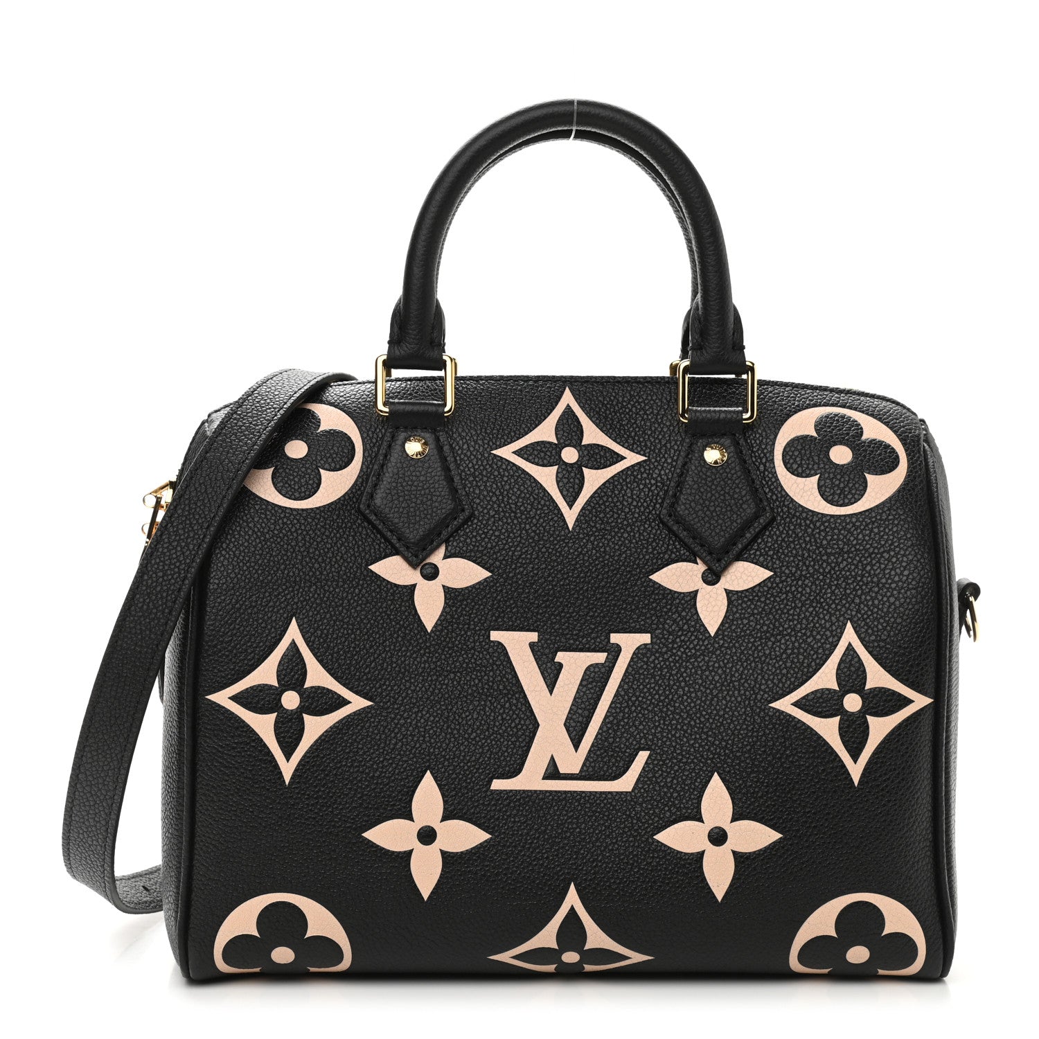 Louis Vuitton Empreinte Monogram Giant Speedy Bandouliere 25 Black Beige 1 of 10