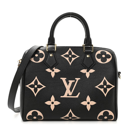 Louis Vuitton Empreinte Monogram Giant Speedy Bandouliere 25 Black Beige 1 of 10