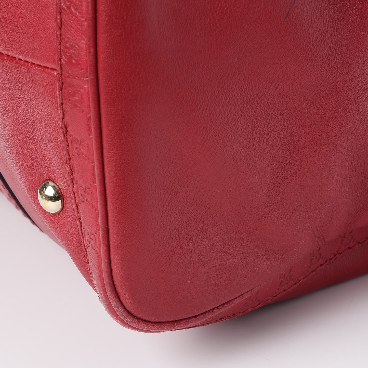 Gucci Calfskin Microguccissima Trim Medium Boston Raspberry Red 21 of 22