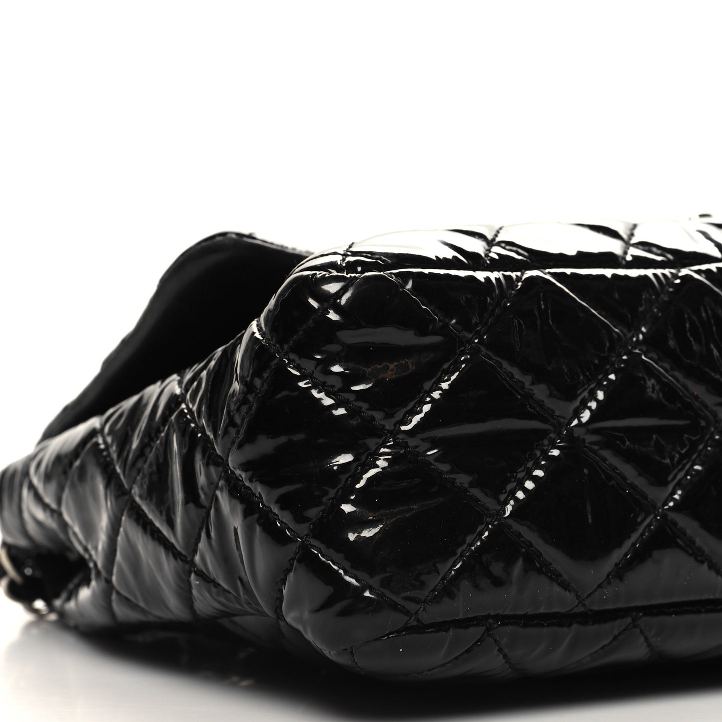 Patent Quilted Jumbo Single Flap Black