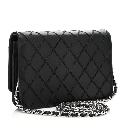 Chanel Calfskin Whipstitch Wallet On Chain WOC Black 2 of 7
