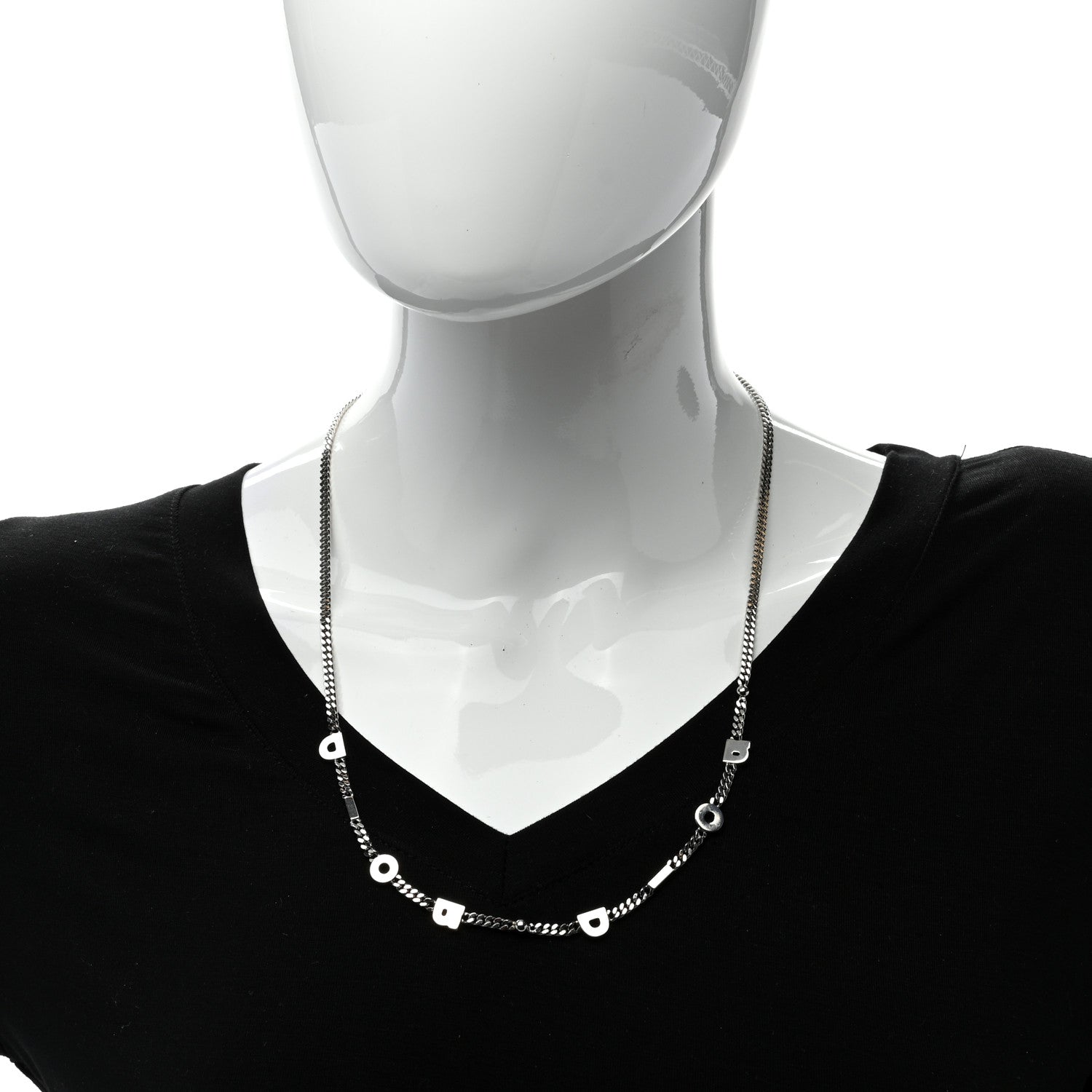 Christian Dior HOMME Metal Logo Chain Necklace Silver 2 of 4