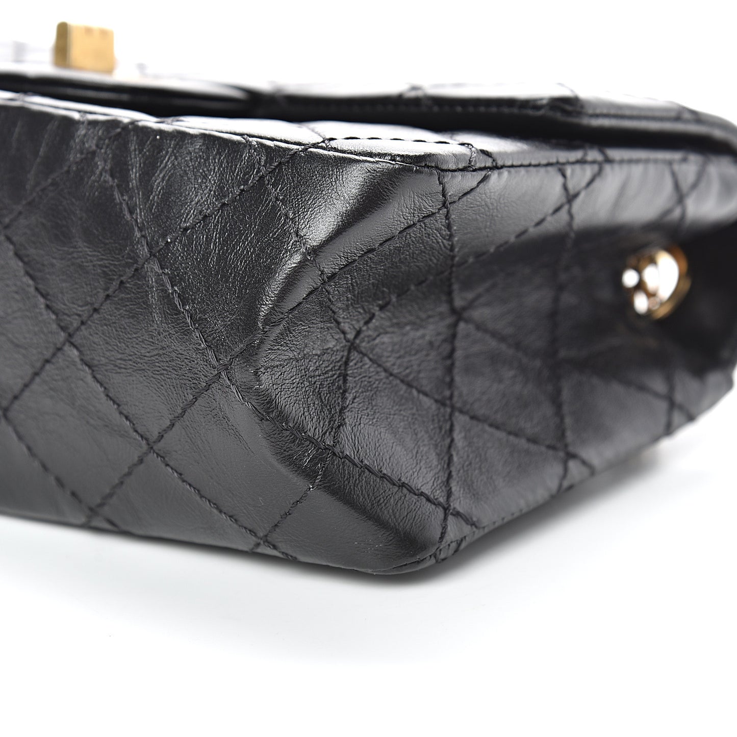 Aged Calfskin Quilted 2.55 Reissue Mini Flap Black