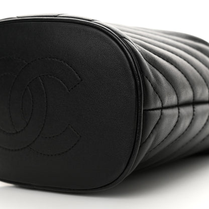 Chanel Lambskin Chevron Quilted Handle With Chic Bucket Bag Black 10 of 10
