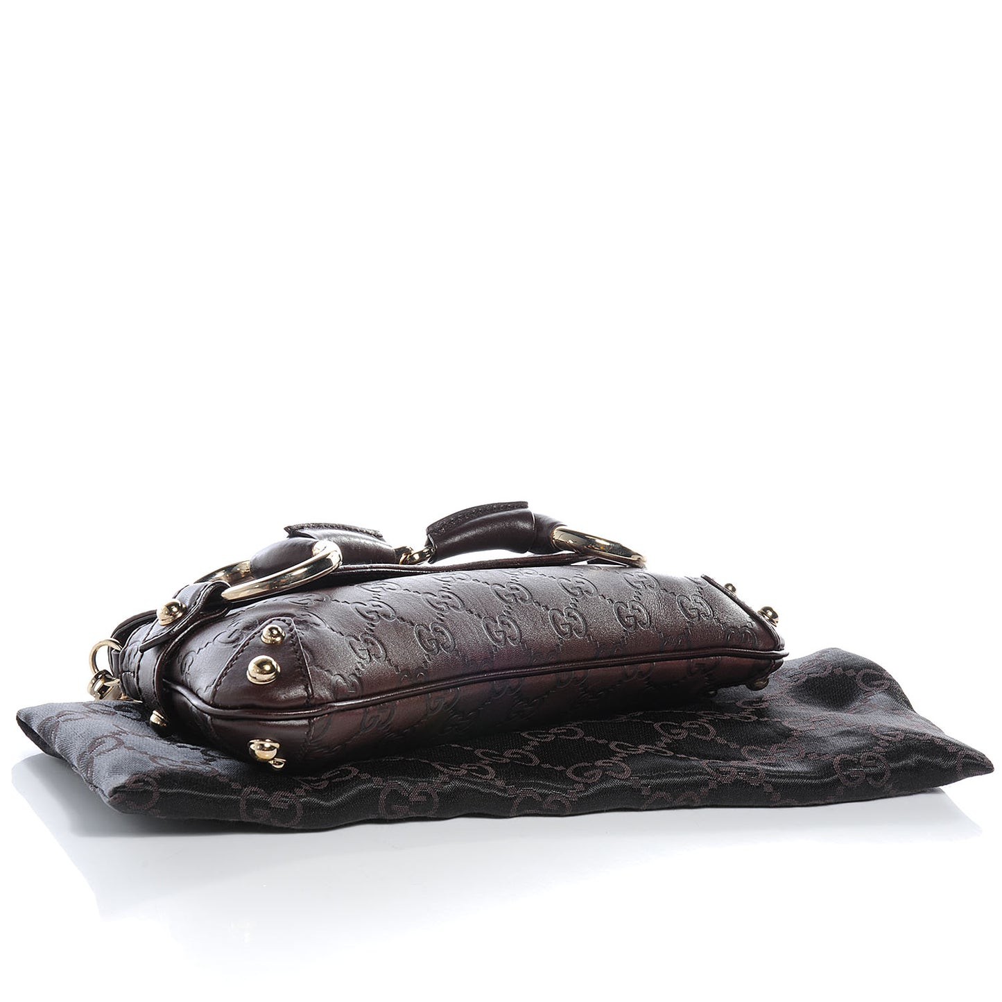 Guccissima Small Horsebit Chain Clutch Chocolate