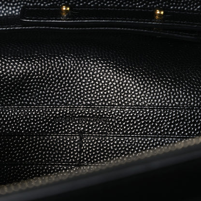 Saint Laurent Grain De Poudre Matelasse Chevron Monogram Chain Wallet Black 7 of 11