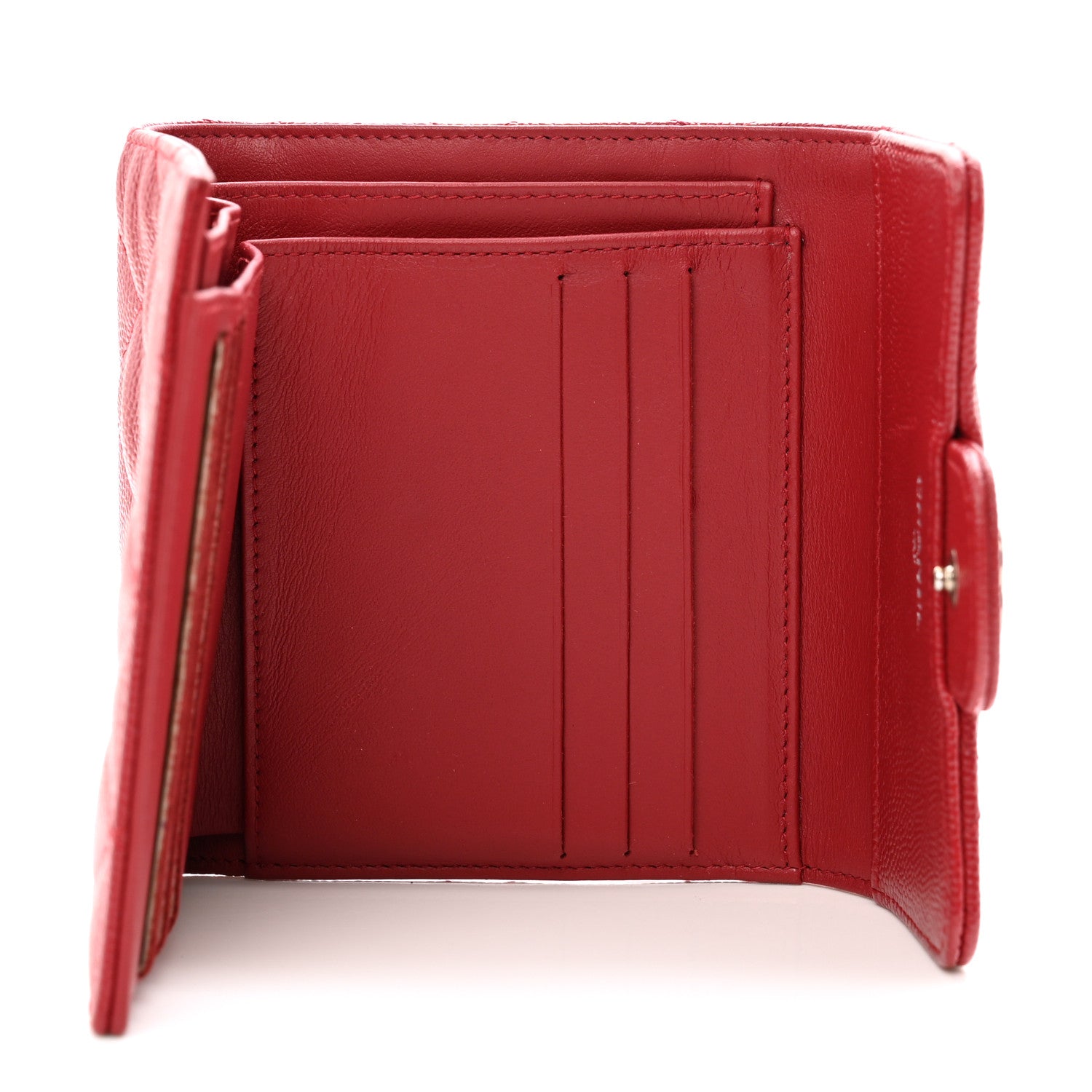 Chanel Caviar Quilted Compact Flap Wallet Dark Red 5 of 13