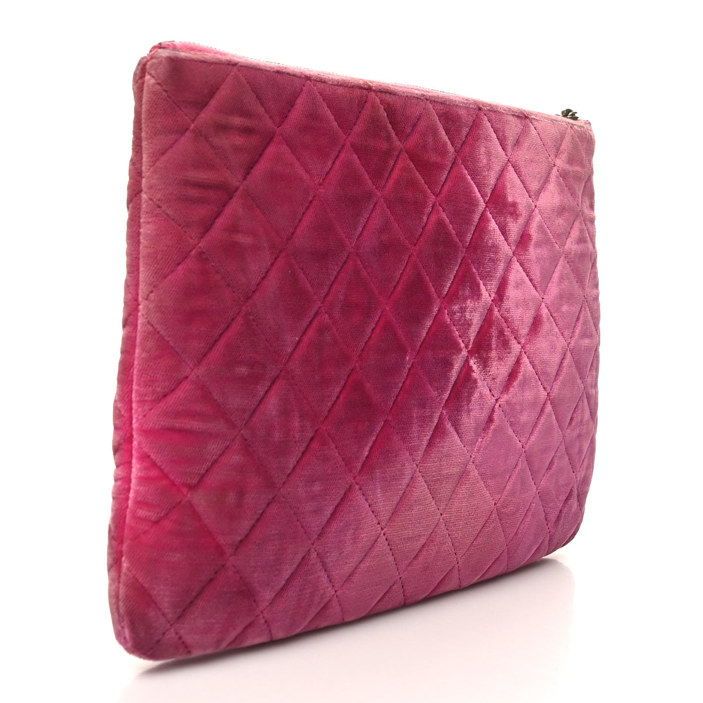 Velvet Quilted Medium Cosmetic Case Pink