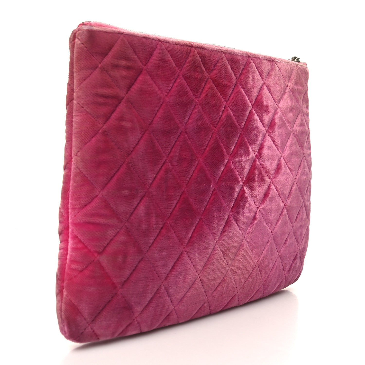 Chanel Velvet Quilted Medium Cosmetic Case Pink 3 of 12