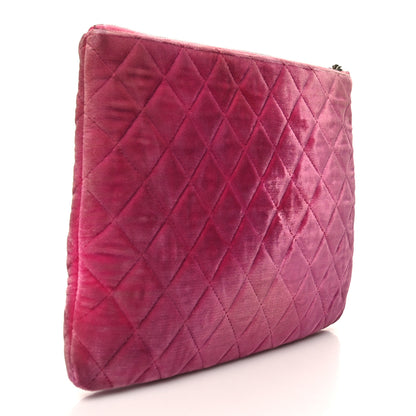 Chanel Velvet Quilted Medium Cosmetic Case Pink 3 of 12