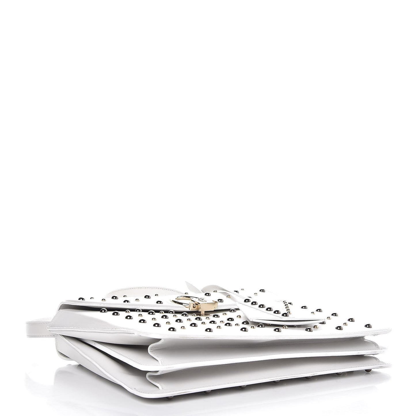 Calfskin Studded Large DV One Satchel White