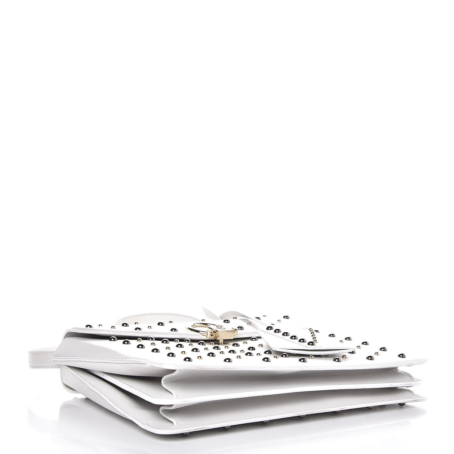Versace Calfskin Studded Large DV One Satchel White 4 of 7