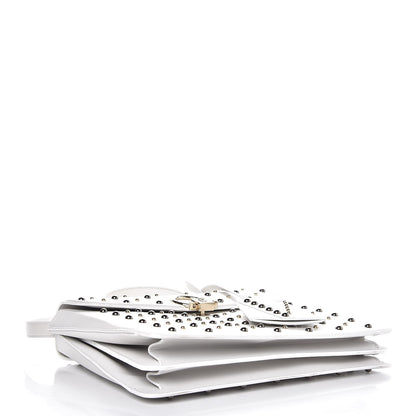 Versace Calfskin Studded Large DV One Satchel White 4 of 7
