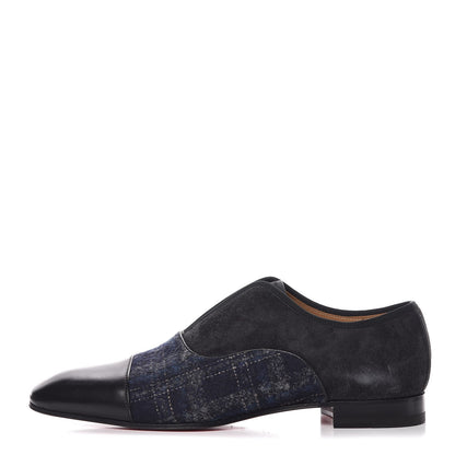 Christian Louboutin Mens Suede Wool Alpha Male Flat Loafers 42 Black 1 of 7