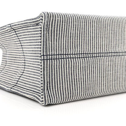 Celine Canvas Calfskin Striped Triomphe Small Cabas Thais Navy Blue 8 of 9